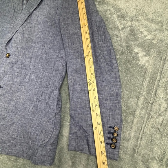 Murano Baird McNutt Linen Blazer Mens Medium Blue Two Button Sport Coat - Picture 9 of 12